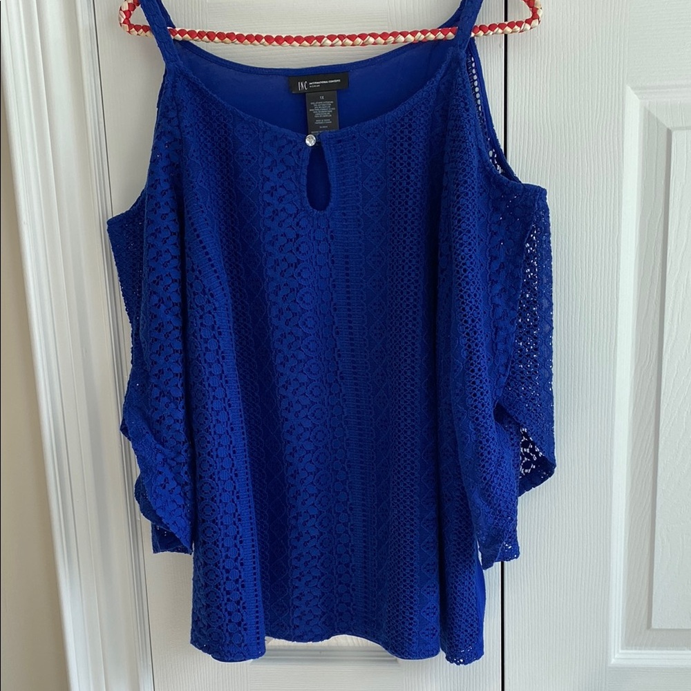 INC International Concepts Blue Asymmetrical Cut Out Camisole